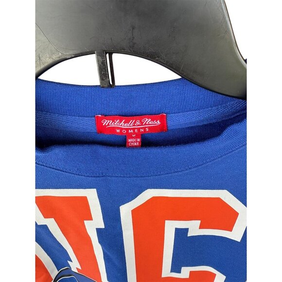 Mitchell & Ness Womens Knicks Hardwood Classics Blue Crewneck Sweatshirt NBA Gra - Picture 6 of 7